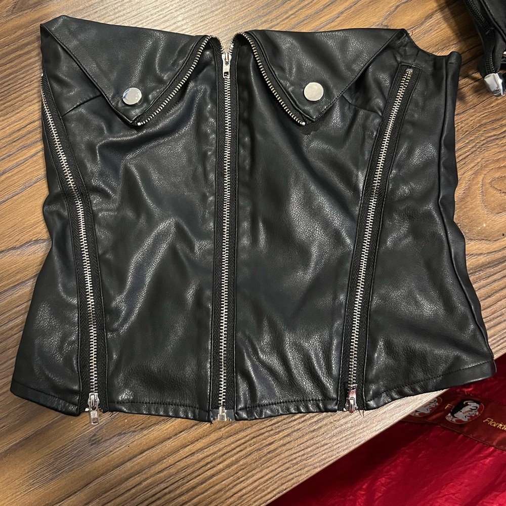 Edikted Leather Bandeau Top